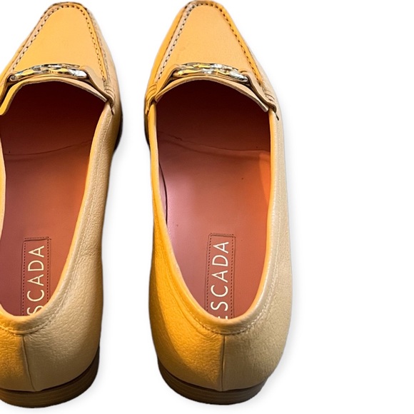 NEW Escada Buttery Yellow Loafers Ornate Gold Buckle Style 27351 Handmade Italy - Picture 5 of 14